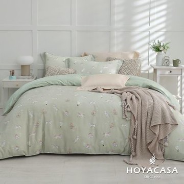 HOYACASA 雙人抗菌天絲兩用被床包四件組-綠野童話