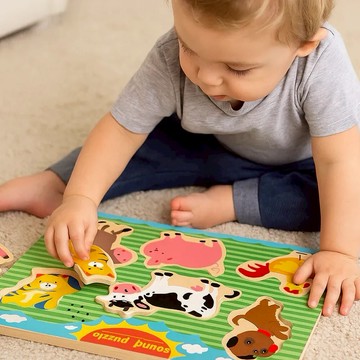 【安琪兒婦嬰百貨】 Googoogaga 聲音拼圖｜2歲以上兒童專用、早教感官玩具-農場動物