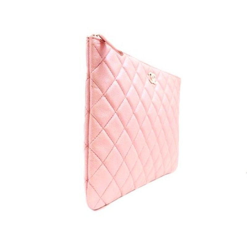 CHANEL シャネル クラッチバッグ PM キャビアスキン/パール調 PINK