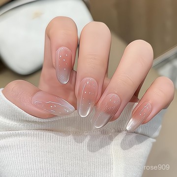 💥加一爆款💥現貨 隔日達【玻璃珠貓眼】玻璃珠貓眼穿戴甲 簡約穿戴甲 貓眼穿戴甲 純欲穿戴甲 中長款美甲 中橢圓穿戴甲