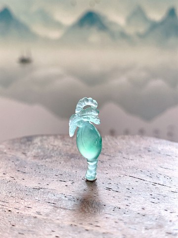 翡翠小荷蜻蜓玉蓮花項鏈珠寶原創設計胸針荷花吊墜揭陽工青玉賞