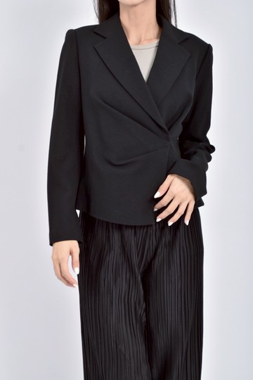 (S) imix質感羊毛長袖黑色外套