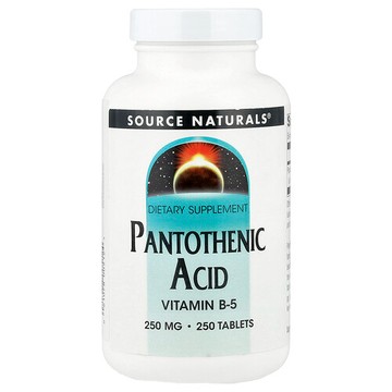 Source Naturals, 泛酸（維生素B-5）補充片，250毫克，250片