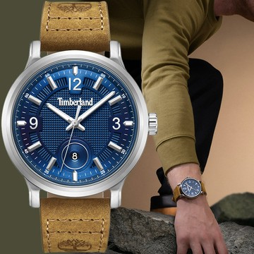 Timberland 天柏嵐 DRISCOLL系列 立體格紋冒險家腕錶 手錶-藍/45mm TDWGB0055903