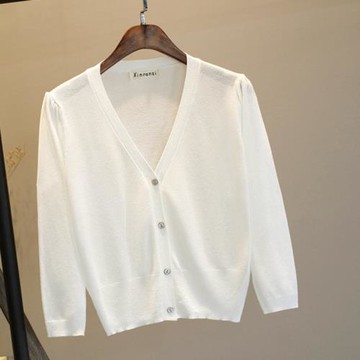 防曬衣冰絲針織開衫女外搭短款薄款外套披肩夏季空調衫配吊帶裙子