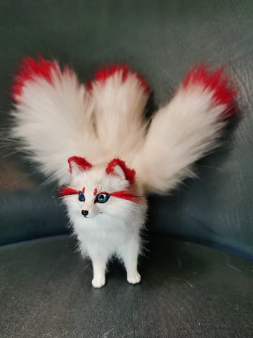 Kitsune FOX 3 尾，附配件，BJD 藝術娃娃，可自由擺姿勢