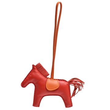 HERMES 愛馬仕 RODEO GM 馬兒造型拼色小羊皮鑰匙圈/吊飾(大-紅色)