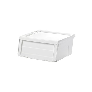 【日本天馬】粉彩河馬口前掀滑蓋收納箱(附造型貼紙)-S-4入-典雅白