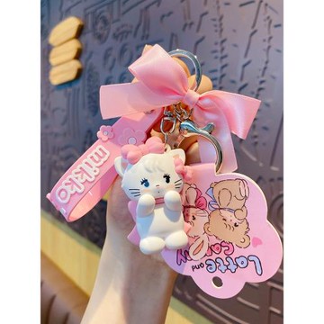正版MIKKO蝴蝶結汽車鑰匙扣掛件精致少女心書包包掛飾可愛鑰匙鏈