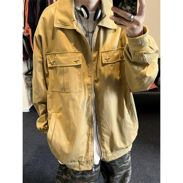 【夏季爆款】潮流休閒大碼流行男女簡約翻領夾剋外套 J7195-P70【特價】A