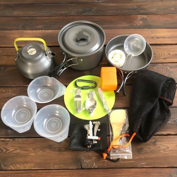 調理器具セットBBQ食器 登山用鍋 収納袋付き 2?3人に適応　キャンプ アウトドア鍋 アウトドアケトルDS 308 C