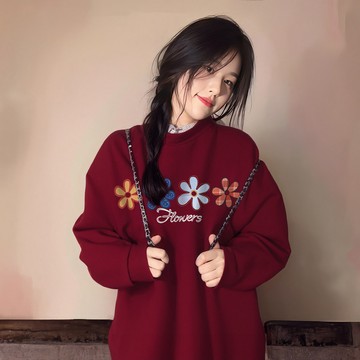 【現貨！隔日達】酒紅色新年款大學T 550G重磅純棉衛衣 情侶裝流行百搭款寬鬆大尺碼長袖上衣女 內刷毛加絨保暖帽T大學t
