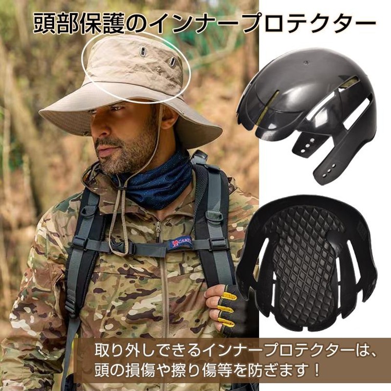 ヘルメット ハット型 自転車 ヘルメット帽子型 あご紐 軽量 登山 防災 キャンプ CE認証済 通気性 頭部保護 怪我防止 大人 UV対策 多機能  アウトドア 通勤 作業 | LINEブランドカタログ