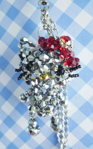 【震撼精品百貨】Hello Kitty 凱蒂貓 KITTY串珠手機吊飾-銀灰 震撼日式精品百貨