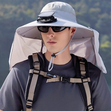 披肩 超大簷 太陽能 風扇帽 漁夫帽 帽子 遮陽防曬 登山帽 100