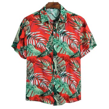 Beach Men Short Sleeve Lapel Ethnic Shirt沙灘男短袖翻領襯衣