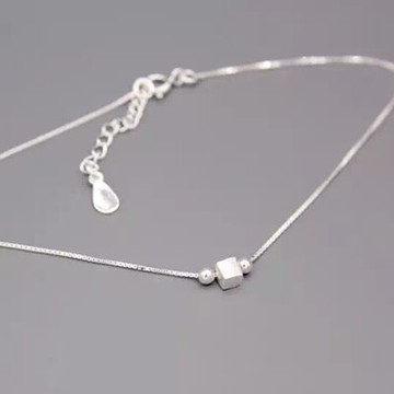 925純銀腳鍊銀飾-簡約方塊造型生日情人節禮物女飾品73do14【獨家進口】【米蘭精品】