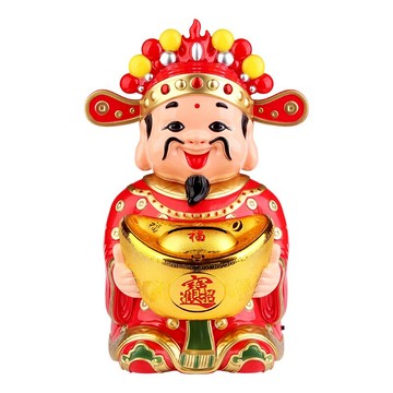 聚緣閣財神爺元寶發紅包插電池開業禮品財神到新年家居擺件