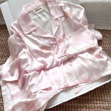 DUYI~夢詩 睡衣女ins甜美可愛HelloKitty夏季短袖短褲美少女冰絲家居服套裝