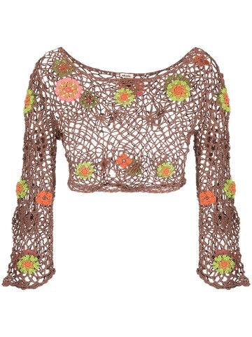 AKOIA SWIM - Frida crochet-knit crop top - women - Cotton - XS - Brown
