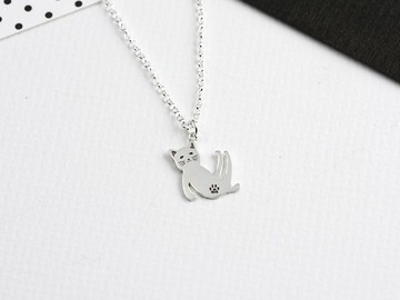 懶洋洋貓 | 貓咪項鍊 925純銀 鎖骨鍊 細項鍊 手作銀飾 情人禮物