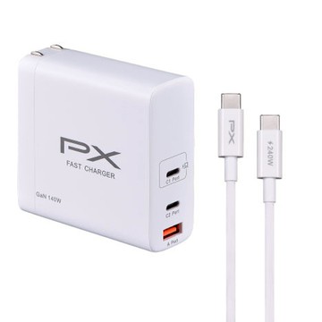 PX 大通 氮化鎵快充USB電源供應器，折疊插腳方便收納，多重保護，PD3.1，140W  白色  1個