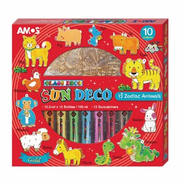 AMOS 阿摩斯 韓國原裝 10 色 十二 生肖 主題 吊飾 玻璃彩繪 膠 / 組 SD10P10-ZA【APP滿額下單10%點數(單一帳號最高5000點)】1/31止