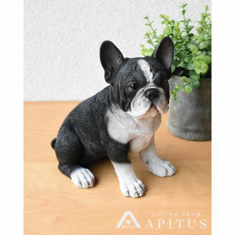 フレンチブルドッグ 子犬 置物 お座り 黒白 オブジェ ドッグ 可愛い 動物 飾り 犬 輸入雑貨 癒やし アニマル雑貨 リアル わんちゃん 通販 Lineポイント最大0 5 Get Lineショッピング