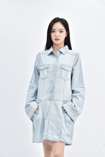 (S) denim 排扣藍色洋裝