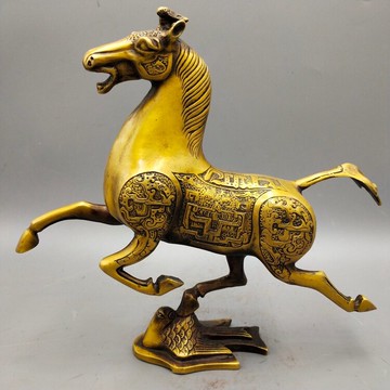 古玩收藏開光銅器純銅風水擺件鎮宅招財黃銅馬踏飛燕