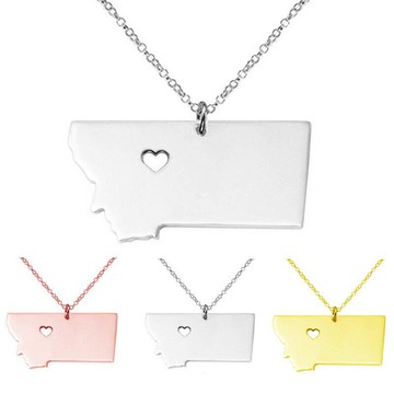 【現貨】 State of Montana 美國 蒙大拿州 2018新款 地圖項鍊 鍍K金 玫瑰金 吊墜 歐美新款 項鍊｜領券最高折$220