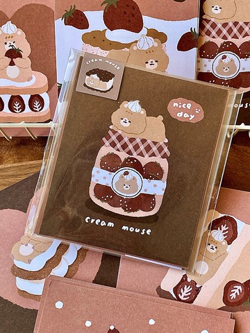 奶油鼠/草莓奶油鼠雙面小卡/卡片/共6款/優惠套組