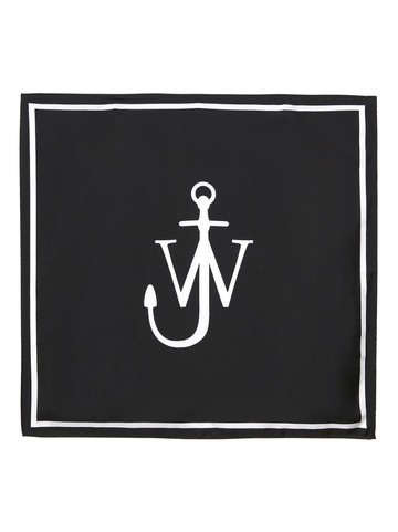 JW Anderson - Anchor logo-print silk scarf - unisex - Silk - One Size - Black