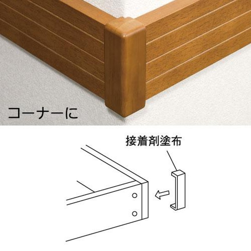 手すり 取付 金具 下地 補強材 転倒予防 護用品 福祉用品 diy リフォーム 手摺 tesuri マツ六  100mm用ベースプレート用木製カバー・出隅用 BH-24 全4色 LINEショッピング