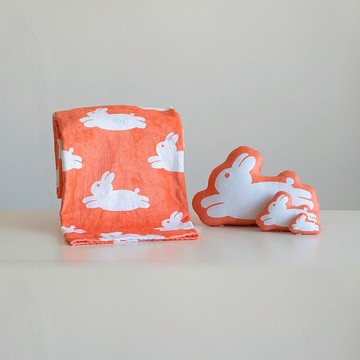 兔年禮盒 兔飛猛進雙面抱枕 掛飾 毛毯 地毯 新年禮物