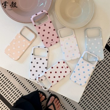 ins奶油風簡約馬卡龍波點 適用iPhone 17 13 14 15 16 Pro Max 17Pro 磁吸 手機殼