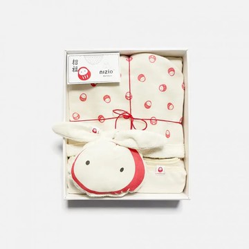 【安琪兒婦嬰百貨】Nizio 招福帽兜斗篷浴巾彌月禮盒組(5款可選)