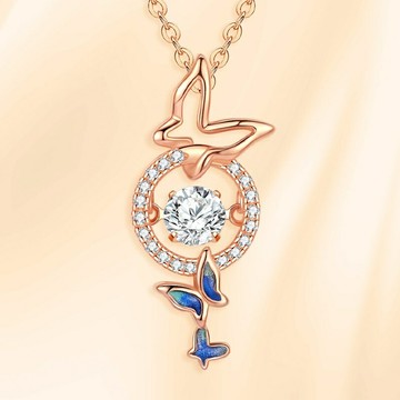 【巴黎精品】現貨+預購 925純銀項鍊鋯石吊墜-蝴蝶效應靈動優雅女飾品2色a1cj23