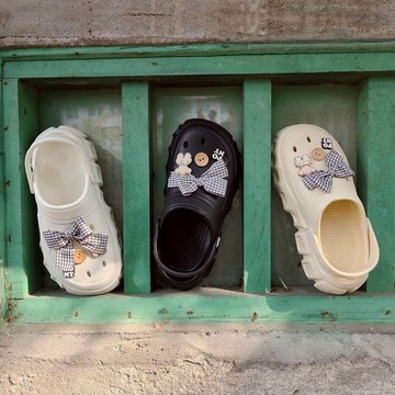 【PONY】CHEESE厚底起司鞋 洞洞鞋  拖鞋 雨鞋 水鞋 晴雨 兩用 雨天必備 女鞋 贈可愛鞋扣-三色