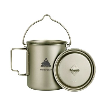 【露營趣】新店桃園 BROWN BEAR DS-356 單人鈦鍋 750ml 單人鍋 鈦吊鍋 鈦杯 湯鍋 登山 露營 炊具