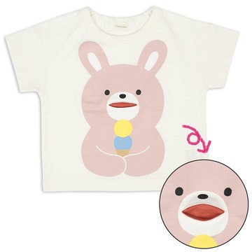 akachan honpo - 短袖T恤-趣味圖案-象牙白色