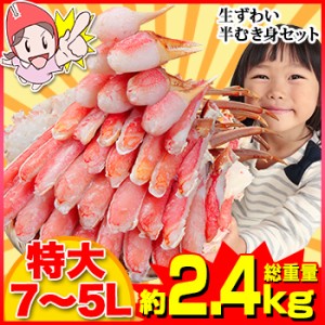 かに 蟹 ずわいがに 生ずわいがに ◆ 特大7L～5L生ずわい蟹半むき身満足セット 2kg超＜総重量約2.4kg＞ ／ かに 蟹 ずわいが