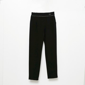 CLL巧玲瓏 亮鑽裝飾素面修身直筒褲 0492813