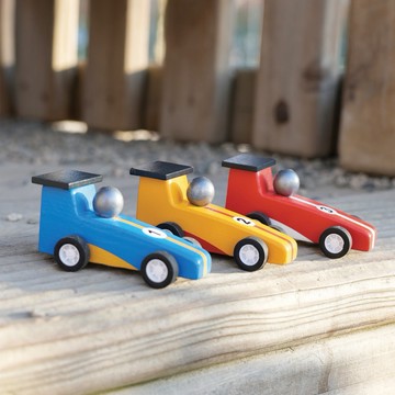 【美國 Mentari】迴力賽車組(木製玩具/玩具車)