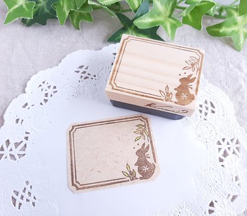 兔子與橄欖經典空白框印章 橡皮擦印章