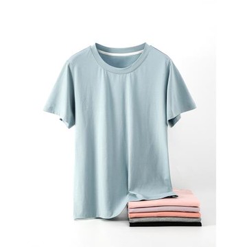 女士莫代爾夏季打底衫短袖睡衣夏天冰絲棉綢上衣單件t恤家居服