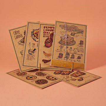 【玩食插畫工作室】甜品烘焙食譜明信片6入組