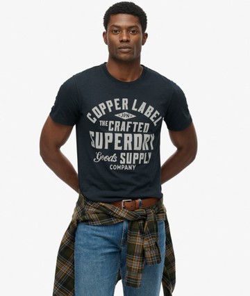 Superdry Men's Copper Label Relaxed T-shirt Navy Size: L