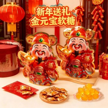 🎀特價糖果🎀2026新年糖果馬年財神爺禮包春節禮物年貨送禮金元寶夾心軟糖喜糖