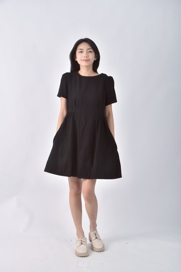 (XS（含）以下) supreme.la.la.短袖黑色洋裝